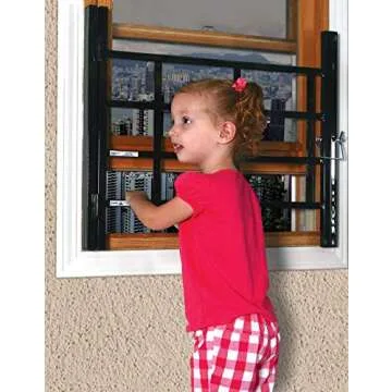 Segal S 4768 Carbon Steel Fixed 4-Bar Window Grill for Home Security and Child Safety, 21-1/4 In., White Black (1 Set)