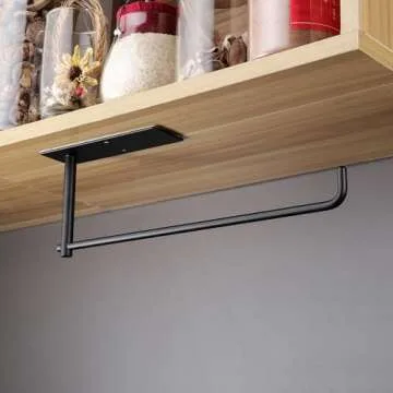 SUNTECH Paper Towel Holder Under Kitchen Cabinet - Self Adhesive Matte Black Towel Paper Holder Stic...