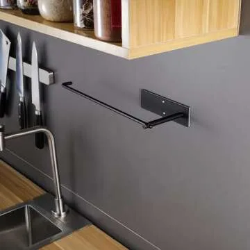 SUNTECH Paper Towel Holder Under Kitchen Cabinet - Self Adhesive Matte Black Towel Paper Holder Stick on Wall, SUS304 Stainless Steel