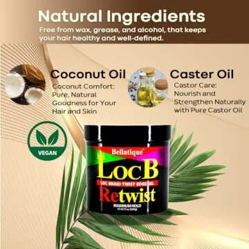 Loc B Retwist Loc, Braid, Twist, Edge Gel for Natural, Relaxed, Dry, Dull, & Brittle Hair (17.63 oz)...