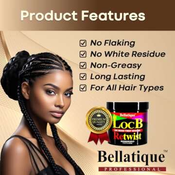 Loc B Retwist Loc, Braid, Twist, Edge Gel for Natural, Relaxed, Dry, Dull, & Brittle Hair (17.63 oz) - No Flaking, No Whitening, Fast Drying, High Shine, Maximum Hold - Last Up to 48 Hrs
