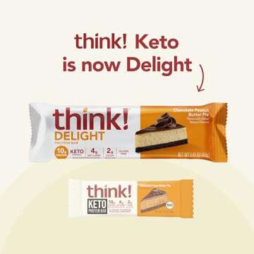 think! Keto Protein Bars, Healthy Low Carb, Low Sugar, Gluten Free Snack with No Artificial Sweetene...