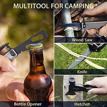 Men Women Gifts Multitool Hatchet Camping Essentials Survival Multi Tool 14-in-1 Fathers Day Brithday Gift for Dad Him Son Her Hiking Backpacking Gear Axe Hammer Saw