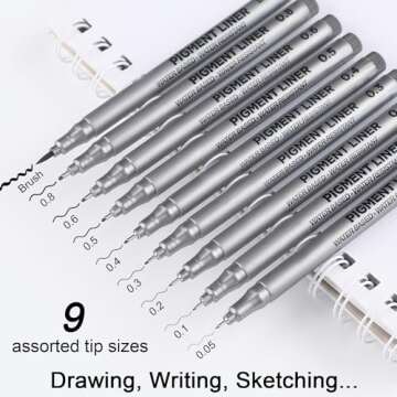 Dyvicl Micro-Pen Fineliner Pens - 9 Pack of Archival Ink for Drawing and Journaling
