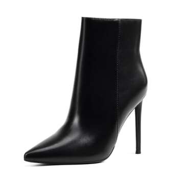 GENSHUO Ankle booties for women stiletto high heels short boots Solid Black Size 10
