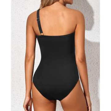 Holipick Criss Cross One Shoulder One Piece Swimsuit for Women Tummy Control Bathing Suits Modest Full Coverage Keyhole Swimwear