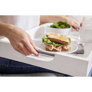 Atpien Rustic Wood Serving Tray: Wooden Tray Farmhouse Decor, Coffee Table Tray, Ottoman Tray or Bed Tray