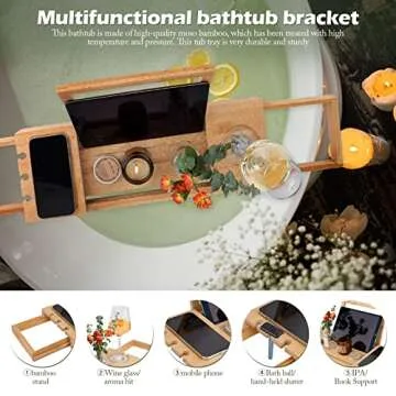 HMGDFUE Bamboo Bathtub Caddy & Pillow Set for Relaxation