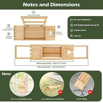 HMGDFUE Bamboo Bathtub Caddy & Pillow Set for Relaxation