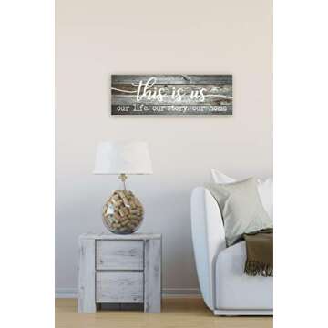 This Is Us Our Life Our Story Our Home Rustic Farmhouse Wood Wall Decor Sign 6x18 (Gray)