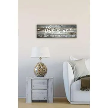 This Is Us Our Life Our Story Our Home Rustic Farmhouse Wood Wall Decor Sign 6x18 (Gray)