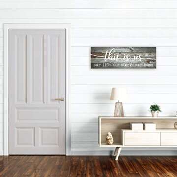This Is Us Our Life Our Story Our Home Rustic Farmhouse Wood Wall Decor Sign 6x18 (Gray)