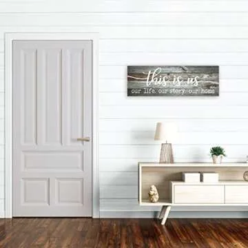 This Is Us Our Life Our Story Our Home Rustic Farmhouse Wood Wall Decor Sign 6x18 (Gray)