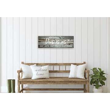This Is Us Our Life Our Story Our Home Rustic Farmhouse Wood Wall Decor Sign 6x18 (Gray)