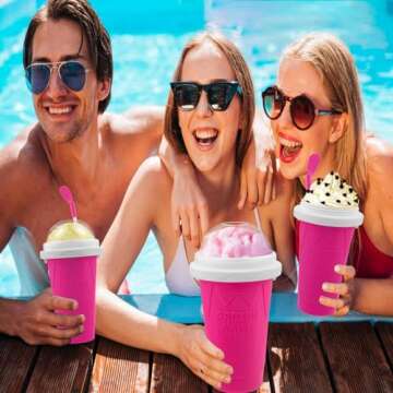 Slushie Maker Cup, DIY Magic Slushy Maker Squeeze Cup, Portable Smoothie Squeeze Cup for Juices, Mil...