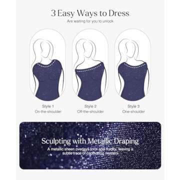 Popilush Sparkly Tops for Women - Long Sleeve Bodysuit Off The Shoulder Tops Tummy Control Shapewear Thong Going Out Tops