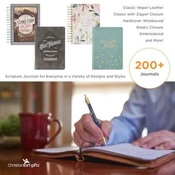 Classic Faux Leather Journal Be Strong and Courageous Lion Joshua 1:9 Bible Verse Gray Inspirational Notebook, Lined Pages w/Scripture, Ribbon Marker, Zipper Closure