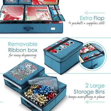 Hearth & Harbor Holiday Wrapping Paper Storage Organizer with Wheels
