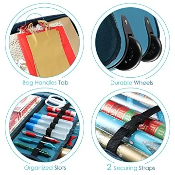 Hearth & Harbor Holiday Wrapping Paper Storage Organizer with Wheels