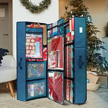 Hearth & Harbor Holiday Wrapping Paper Storage Organizer with Wheels