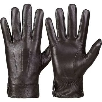 Mens Winter Sheepskin Leather Touchscreen Gloves
