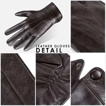 Mens Winter Sheepskin Leather Touchscreen Gloves