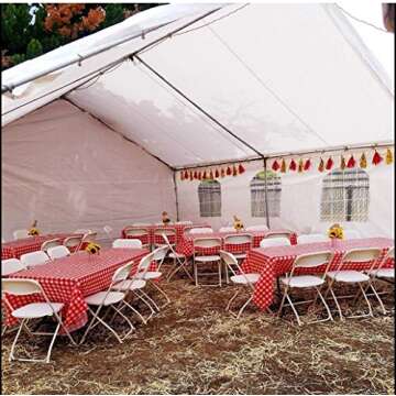 Oojami Pack of 6 Plastic Red and White Checkered Tablecloths - 6 Pack - Picnic Table Covers