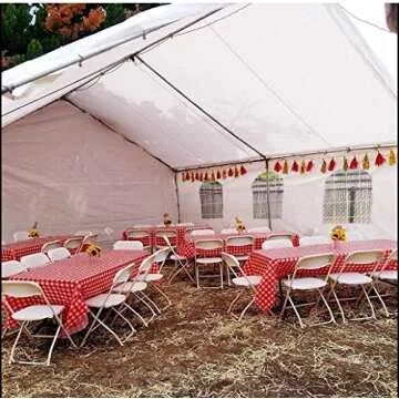 Oojami Pack of 6 Plastic Red and White Checkered Tablecloths - 6 Pack - Picnic Table Covers