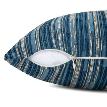 Yeiotsy Pack of 2, Modern Striped Throw Pillow Covers Bohemia Cushion Covers Home Decoration (Navy Blue, 18 X 18 Inches)