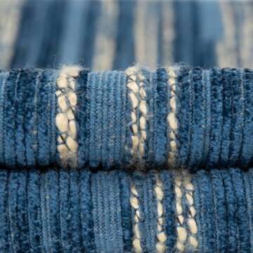 Yeiotsy Pack of 2, Modern Striped Throw Pillow Covers Bohemia Cushion Covers Home Decoration (Navy Blue, 18 X 18 Inches)