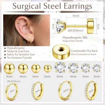 Hypoallergenic Surgical Steel Earrings for Sensitive Ears