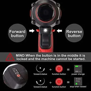 OUHOUG Cordless Impact Wrench, 1/2 Chuck Impact Driver/Drill/Screws with 3200RPM Variable Speed, Torque 300 ft-lbs,21V Lithium-Ion 4.0AH Battery Pack and Replacement battery