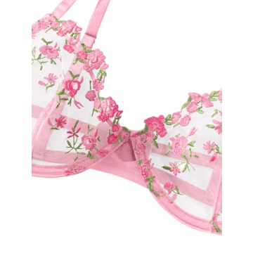 Lilosy Floral Embroidered Sheer Lingerie Set for Women