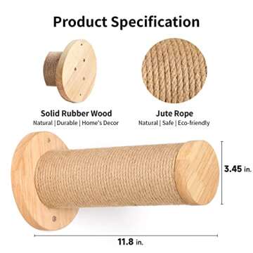 FUKUMARU Cat Wall Furniture, 11.8 Inch Cat Wall Steps for Drywall, Cat Stairs for Wall Mounted with ...