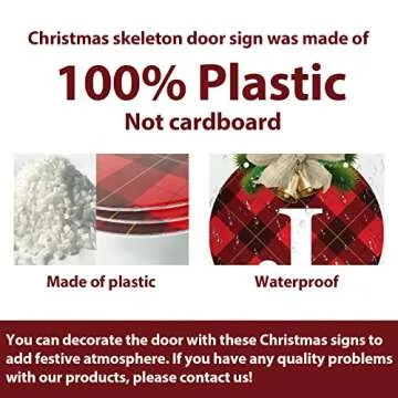 Buffalo Plaid Christmas Wreaths - 3pcs Joy Signs for Holiday Decor