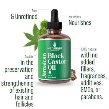 Jamaican Black Castor Oil for Hair Growth, Vegan Scalp Treatment for Women and Men with Dry, Frizzy,...