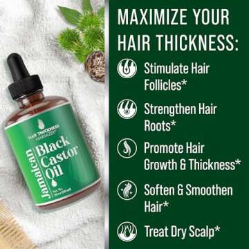 Jamaican Black Castor Oil for Hair Growth, Vegan Scalp Treatment for Women and Men with Dry, Frizzy, Hair Loss, 2oz - Hairloss Treatment For Men