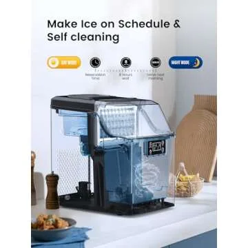 Kndko Countertop Ice Maker - 45 lbs Capacity, 2 Way Filling, Self Cleaning, Ice Size Control, 24H Timer - Large Stainless Steel Ice Machine for Home Bar & RV