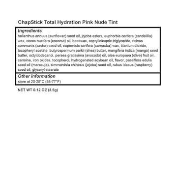 ChapStick Total Hydration Moisture + Tint Pink Nude Tinted Lip Balm Tube, Tinted Moisturizer - 0.12 Oz