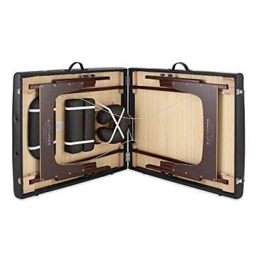 Saloniture Professional Portable Lightweight Bi-Fold Memory Foam Massage Table with Reiki Panels - Includes Headrest, Face Cradle, Armrests and Carrying Case