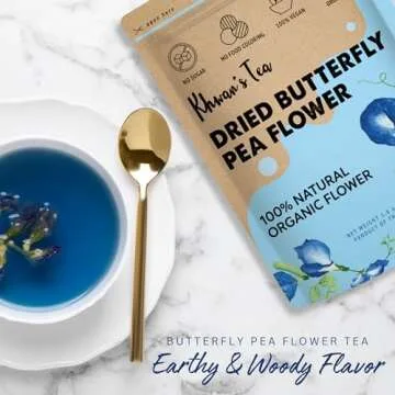 KHWAN'S TEA - Organic Butterfly Pea Flower Tea, Blue Tea, Natural Food Coloring, Caffeine Free Tea, Vegan Plant Based, Rich in Antioxidant, Sourced from Thailand, 1.8oz