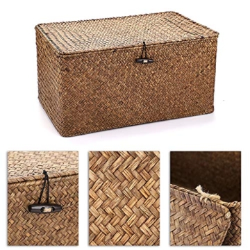 Set of 3 Natural Seagrass Storage Baskets for Home Organization