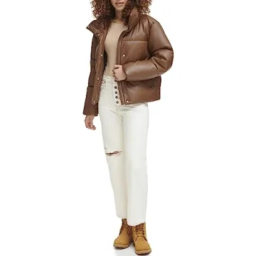 Levi's Vegan Leather Quilted Short Puffer Jacket for Women