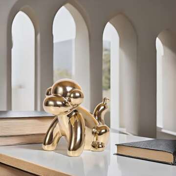Ardax Gold Ceramic Balloon Monkey Figurine for Home Decor