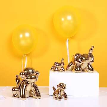 Ardax Gold Ceramic Balloon Monkey Figurine for Home Decor