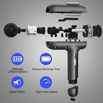 Sylphim Massage Gun Muscle Neck Back Shoulder Massager- Handheld Deep Tissue Percussion Massager, Rechargeable Powerful Massager with 7 Massage Head Attachments & Portable Bag(Black)