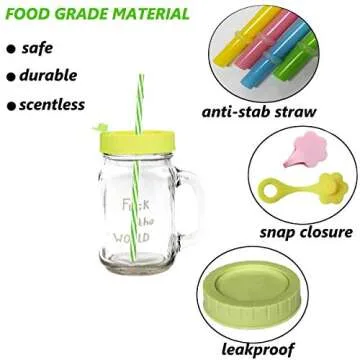 Tapas para Tarros Mason con Pajitas y Cepillo de Limpieza