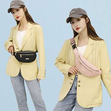 DAITET Fashionable Baby Pink Fanny Pack for Men&Women, Crossbody Waist Bag with Adjustable Belt, Lar...