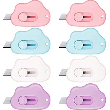 8 Pieces Mini Utility Knives Cloud and Flower Shaped Box Cutter Set for Office and Home Use