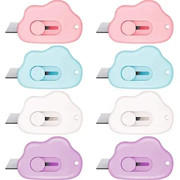 8 Pieces Mini Utility Knives Cloud and Flower Shaped Box Cutter Set for Office and Home Use